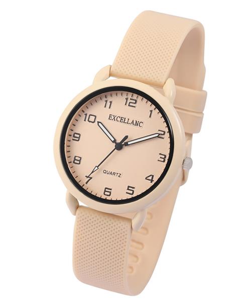 Excellanc Uhr UNISEX 1500007-008 Silikon Beige Analog UVP: 49,95€ NEU 15432