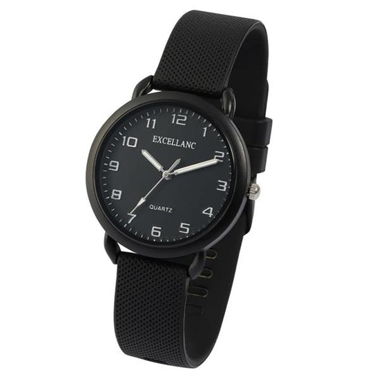 Excellanc Uhr UNISEX 1500007-001 Silikon Schwarz Analog UVP: 49,95€ NEU 15434
