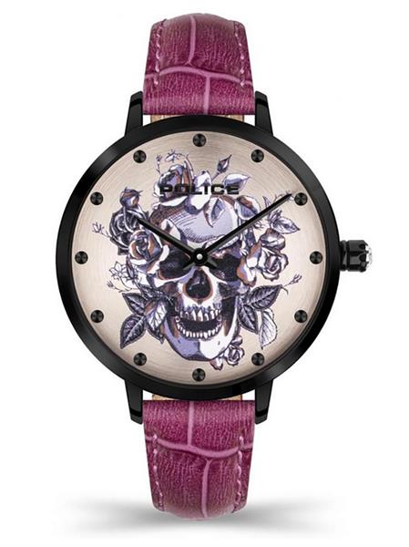 Orig. Police Damenuhr PL16032MSB/06 Leder pink Totenkopf UVP:149,-€ 15318