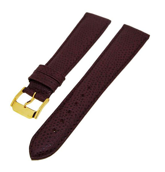 Uhrenarmband Lederband Bordeaux Ton in Ton 20mm Dornschließe Gold 15458