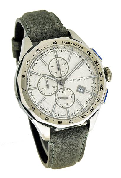 Versace Herrenuhr VEBJ001 Leder grau DATUM Chrono UVP:1080,-€ 12091