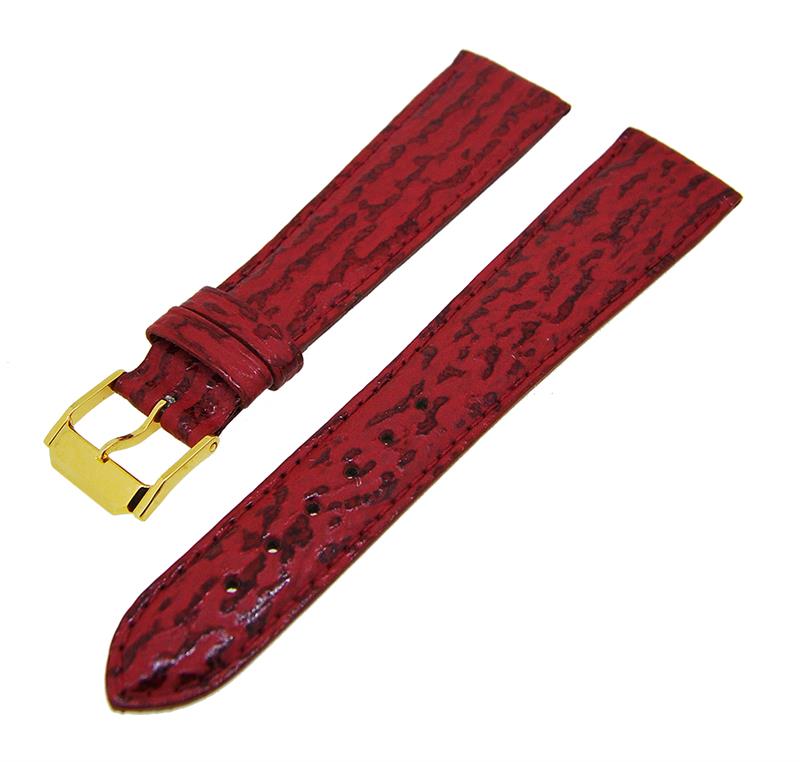 Uhrenarmband Lederband Rot Ton in Ton 16mm Dornschließe Gold NEU 14146