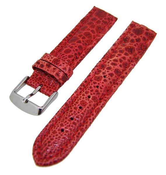 Uhrenarmband Lederband Rot Kroko 18mm Dornschließe Silber NEU 14158