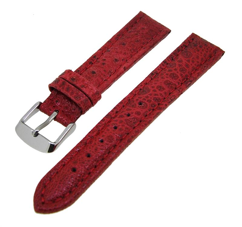 Uhrenarmband Lederband Rot Kroko 18mm Dornschließe Silber NEU 14160