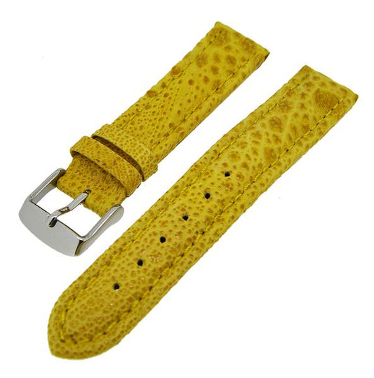Uhrenarmband Lederband Gelb Kroko 18mm Dornschließe Silber NEU 14161