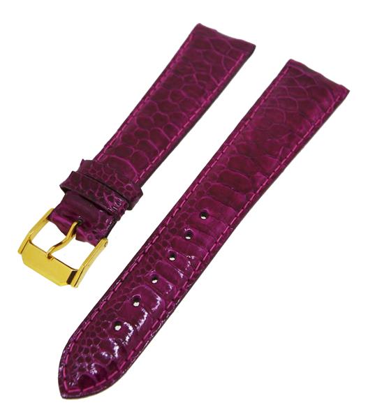 Uhrenarmband Lederband Pink Glänzend Kroko 20mm Dornschließe Gold 14198