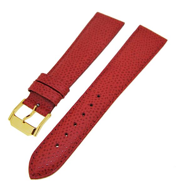 Uhrenarmband Lederband Rot Ton in Ton 18mm Dornschließe Gold 14207