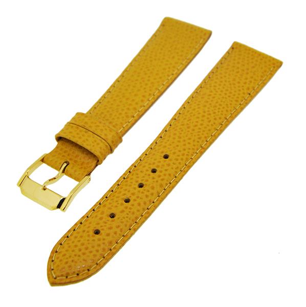 Uhrenarmband Lederband Gelb Ton in Ton 16mm Dornschließe Gold 14218