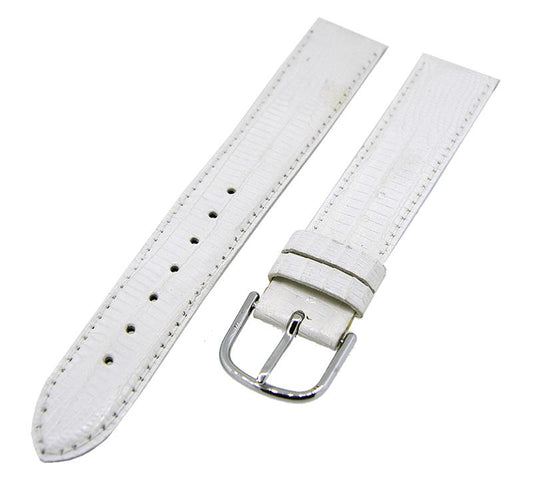 Uhrenarmband Lederband Weiß 18mm Dornschließe Silber Ersatzband NEU 14506