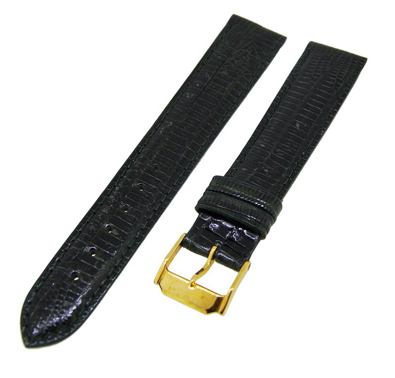 Uhrenarmband Lederband Dunkelgrün 18mm Dornschließe Gold Ersatzband NEU 14523