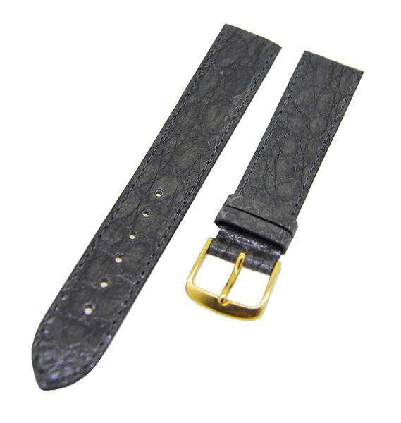 Uhrenarmband Lederband Grau 18mm Dornschließe Gold Ersatzband NEU 14541
