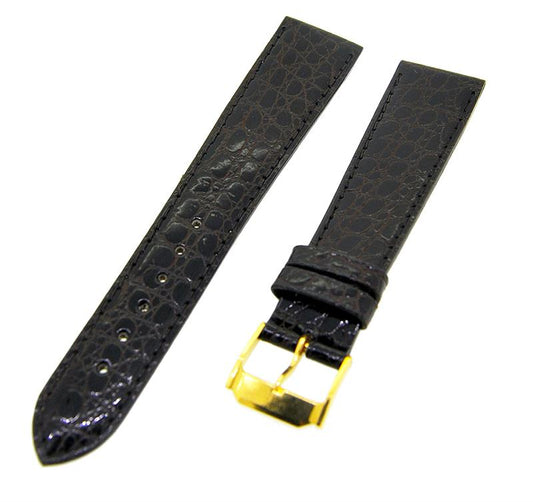 Uhrenarmband Lederband Dunkelbraun 20mm Dornschließe Gold Ersatzband NEU 14549
