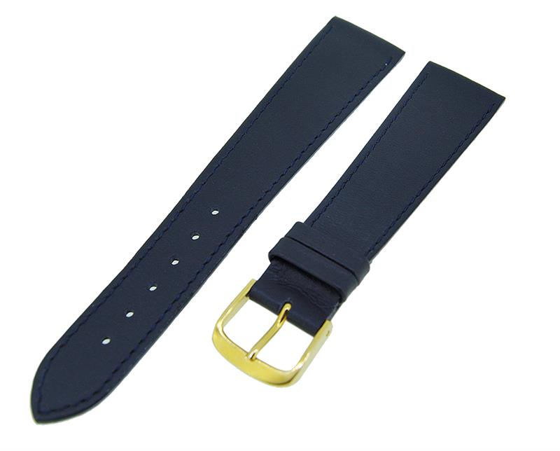 Uhrenarmband Lederband Blau 20mm Ton in Ton Dornschließe Gold Ersatzband 14611