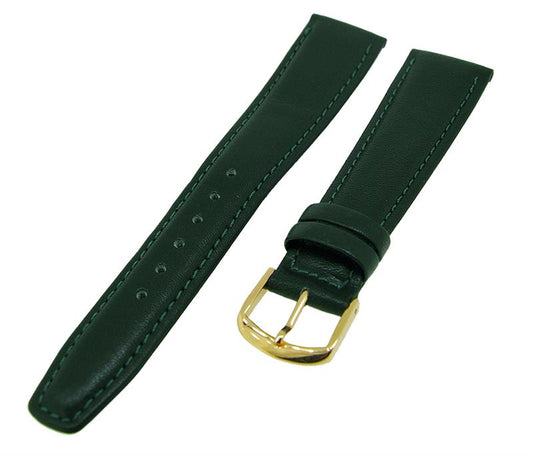 Uhrenarmband Lederband Dunkelgrün 20mm TiT Dornschließe Gold Ersatzband 14686