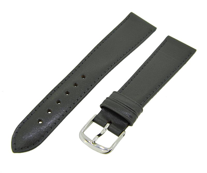 Uhrenarmband Lederband Grau 20mm TiT Dornschließe Silber Ersatzband 14701