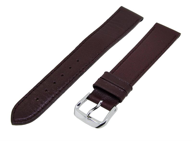 Uhrenarmband Lederband Dunkelrot 18mm TiT Dornschließe Silber Ersatzband 14707