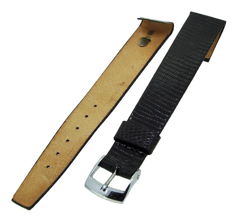 Uhrenarmband Leder Schwarz 18mm TiT CLIP Dornschließe Silber Ersatzband 14717