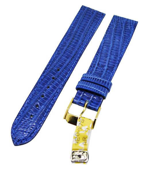 Uhrenarmband Leder Blau 18mm blaue Naht Dornschließe Gold IRV Zertifikat 14778