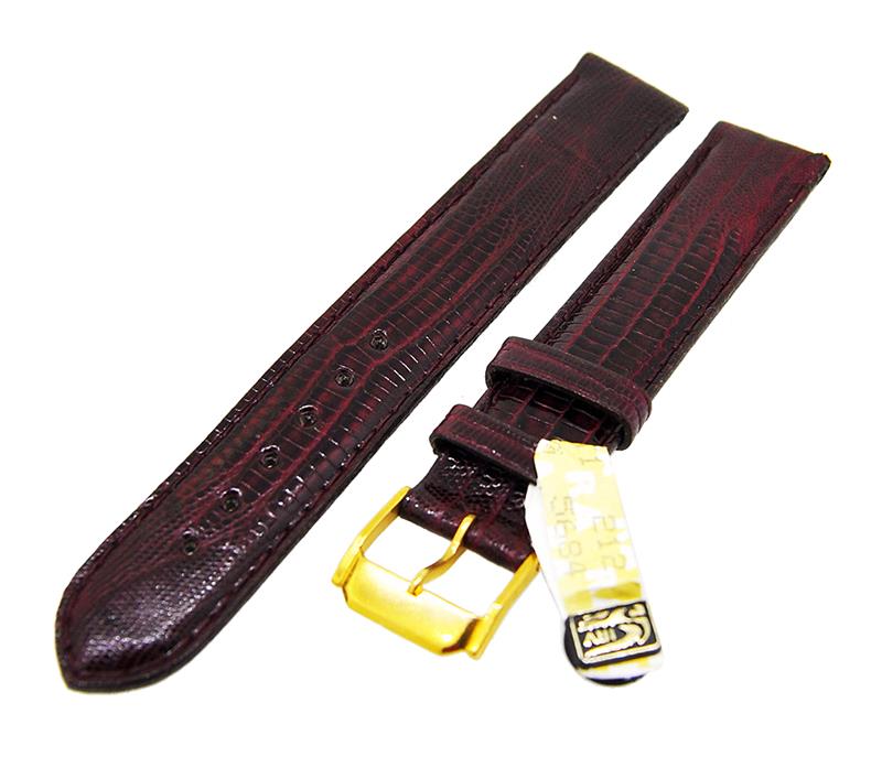 Uhrenarmband Leder Bordeaux 16mm Ton in Ton Dornschließe Gold IRV Zertifikat 14780