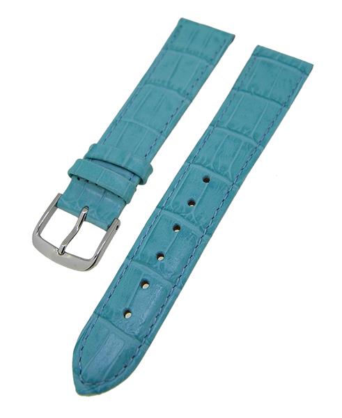 Uhrenarmband Leder Hellblau 18mm Ton in Ton Dornschließe Silber Ersatzband 14882