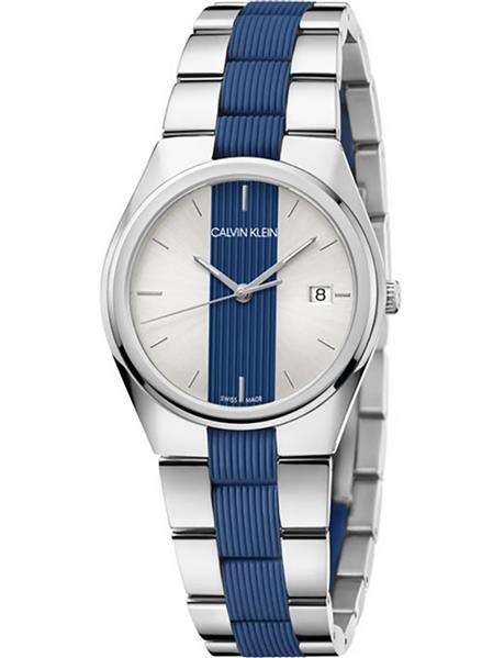 Calvin Klein Damen Armbanduhr K9E231VX edler Stahl silber blau UVP: 279,00€ 14858