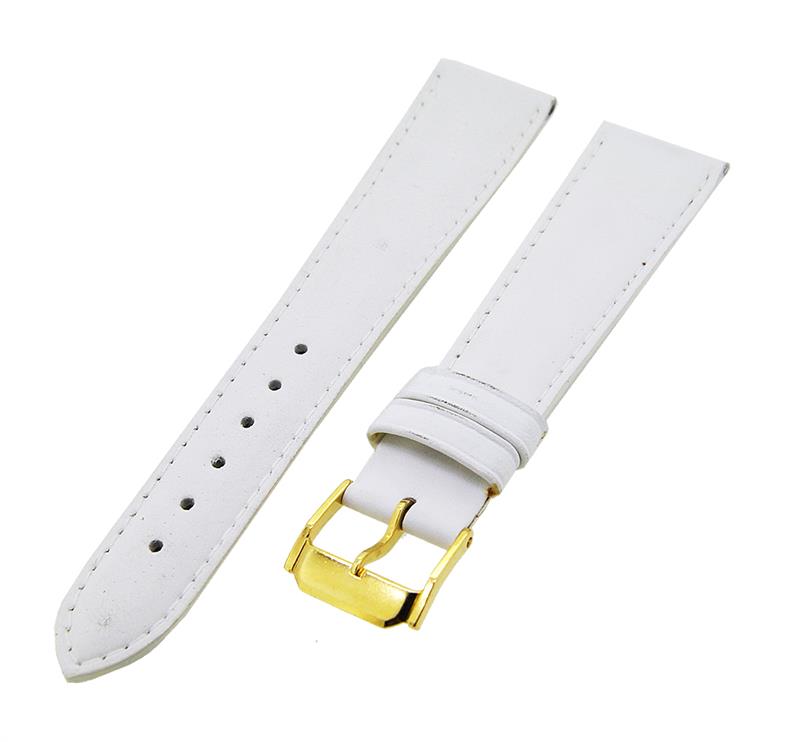 Uhrenarmband Leder Weiß 20mm TiT glatt Dornschließe Gold Ersatzband 15015
