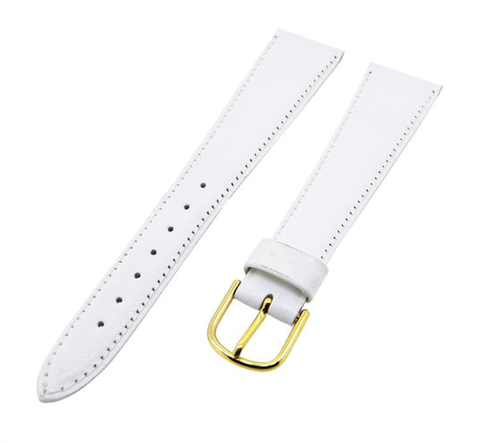 Uhrenarmband Leder Weiß 20mm TiT glatt matt Dornschließe Gold Ersatzband 15016