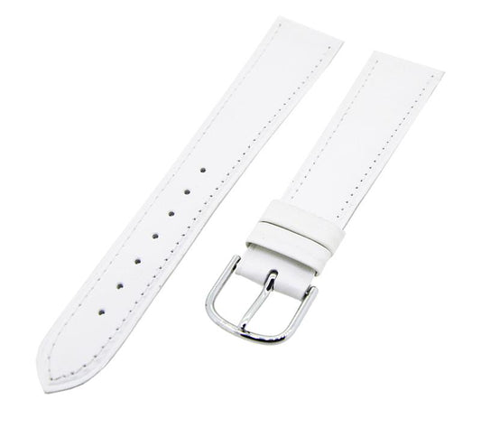 Uhrenarmband Leder Weiß 20mm TiT glatt matt Dornschließe Silber Ersatzband 15017
